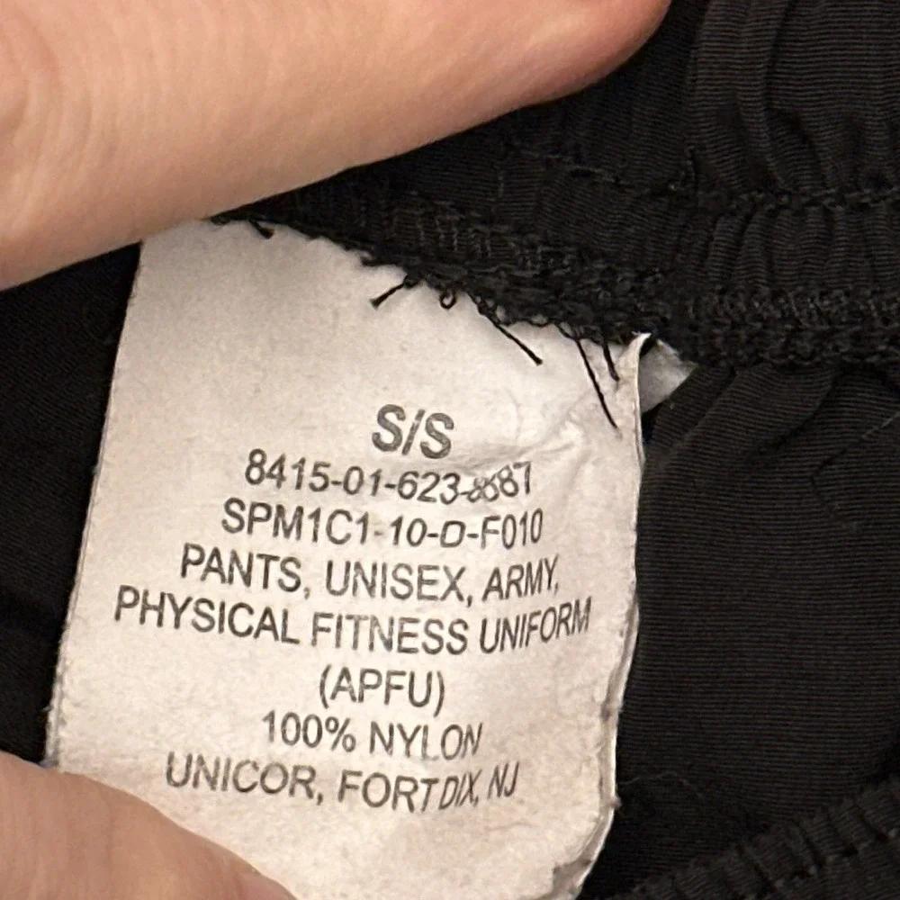 US Army Physical‎ Fitness Uniform APFU Pants Unisex Small Black Ankle Zip Nylon